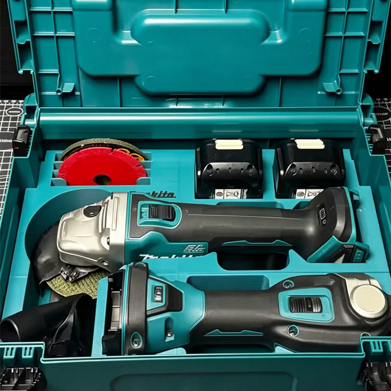3D Printed Insert for Makita MAKPAC Type 2 — GA404 Angle Grinder & DTM52 Multi-Tool Dual Organizer, Battery & Disc Storage, PETG