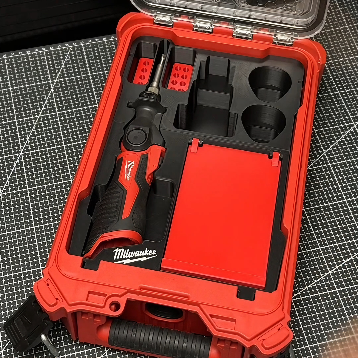 3D Printed Insert for Milwaukee Packout 8435 — M12 2488 Soldering Iron Organizer, Flip-Tip Storage & Battery Slot, PETG