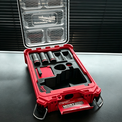 3D Printed Insert for Milwaukee Packout 8435 — M12 2555（FIW2F12） Impact Wrench Organizer, Socket & Battery Storage, PETG