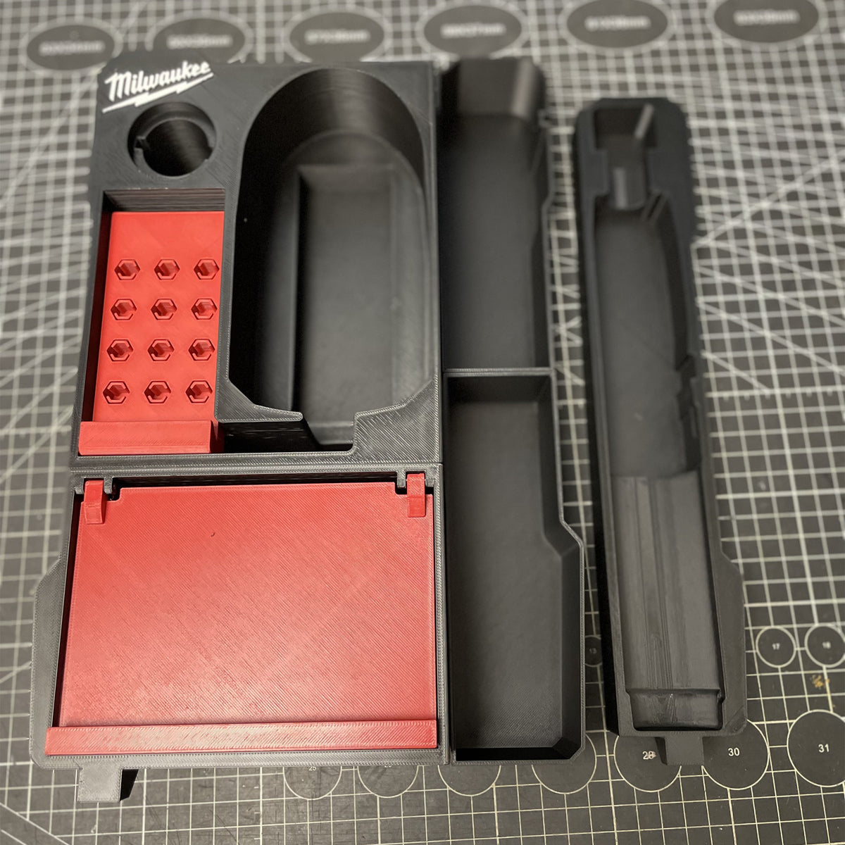 3D Printed Insert for Milwaukee Packout 8435 — M4D-202C Screwdriver Organizer, Charger, 12-Bit Holder & Magnetic Drawer, PETG