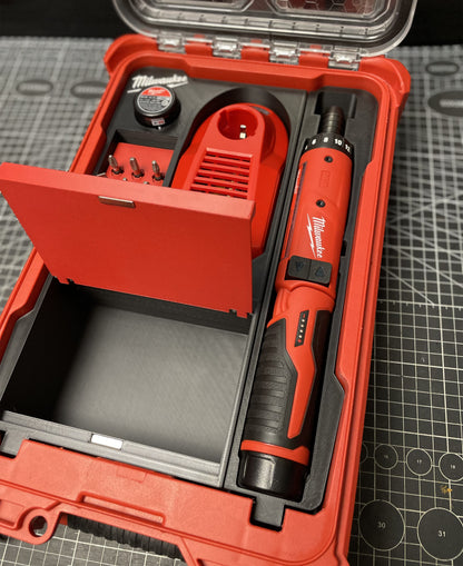 3D Printed Insert for Milwaukee Packout 8435 — M4D-202C Screwdriver Organizer, Charger, 12-Bit Holder & Magnetic Drawer, PETG