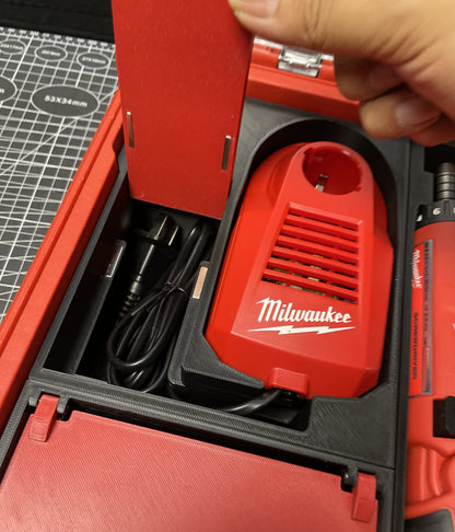 3D Printed Insert for Milwaukee Packout 8435 — M4D-202C Screwdriver Organizer, Charger, 12-Bit Holder & Magnetic Drawer, PETG