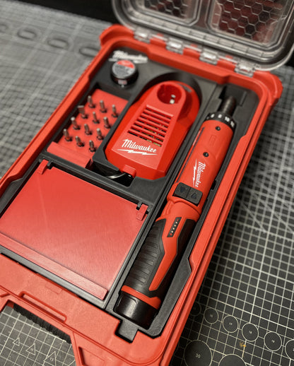 3D Printed Insert for Milwaukee Packout 8435 — M4D-202C Screwdriver Organizer, Charger, 12-Bit Holder & Magnetic Drawer, PETG