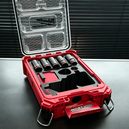 3D Printed Insert for Milwaukee Packout 8435 — M12 2555（FIW2F12） Impact Wrench Organizer, Socket & Battery Storage, PETG