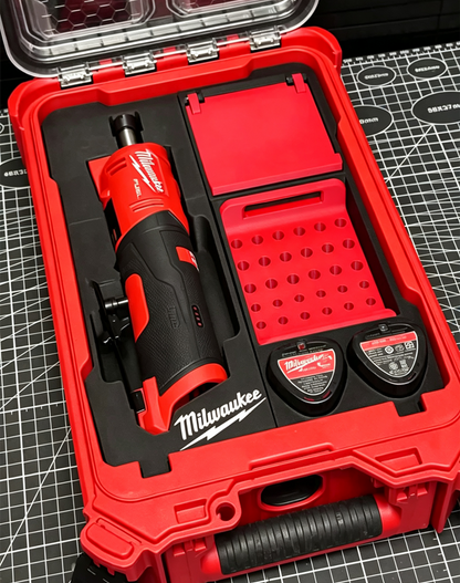 3D Printed Insert for Milwaukee Packout 8435 Toolbox — M12 FDGS Die Grinder Organizer with Magnetic Bit Case, PETG