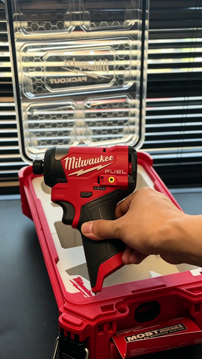 3D Printed Insert for Milwaukee Packout 8435 — M12 3453 Impact Driver & 2563 Impact Wrench Dual Tool Organizer, 2 Battery Slots, White PETG