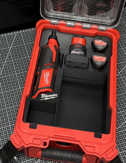 3D Printed Insert for Milwaukee Packout 8435 — M12 C12RT Die Grinder Organizer, Battery & Accessory Storage, PETG