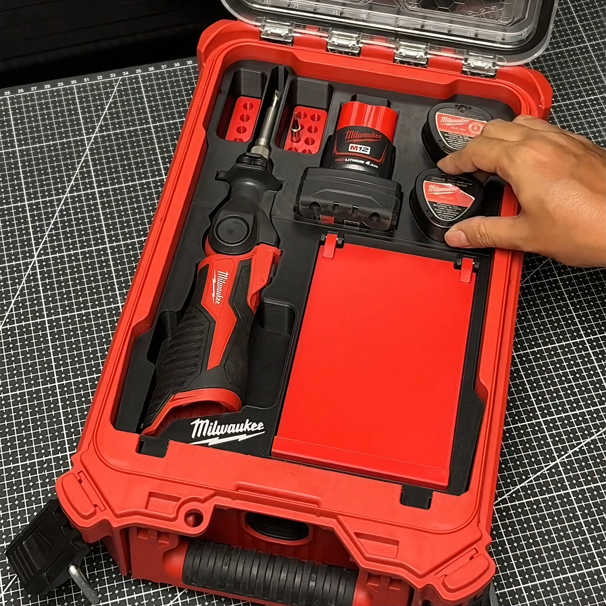 3D Printed Insert for Milwaukee Packout 8435 — M12 2488 Soldering Iron Organizer, Flip-Tip Storage & Battery Slot, PETG