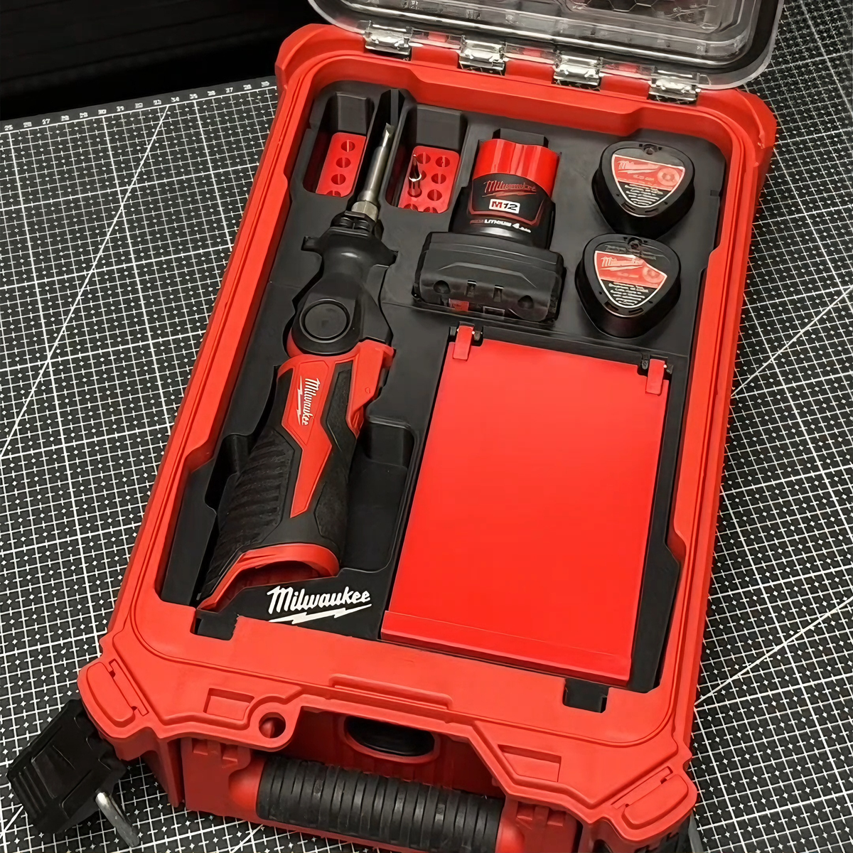 3D Printed Insert for Milwaukee Packout 8435 — M12 2488 Soldering Iron Organizer, Flip-Tip Storage & Battery Slot, PETG