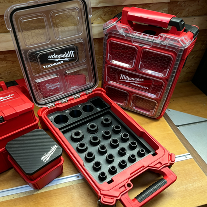 3D Printed Socket Organizer for Milwaukee Packout 8435 — Modular Interchangeable Trays, 1/2" Drive, PETG