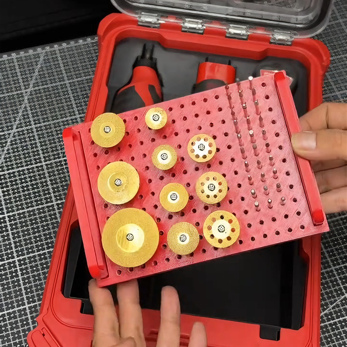 3D Printed Insert for Milwaukee Packout 8435 — M12 C12RT Die Grinder Organizer, Battery & Accessory Storage, PETG