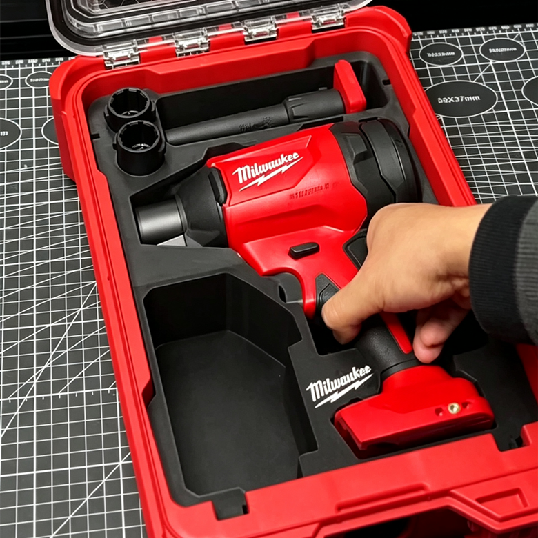 3D Printed Insert for Milwaukee Packout 8435 — M18 BLHSB Blower Organizer, Battery, Nozzles & Extension Tube Storage, PETG