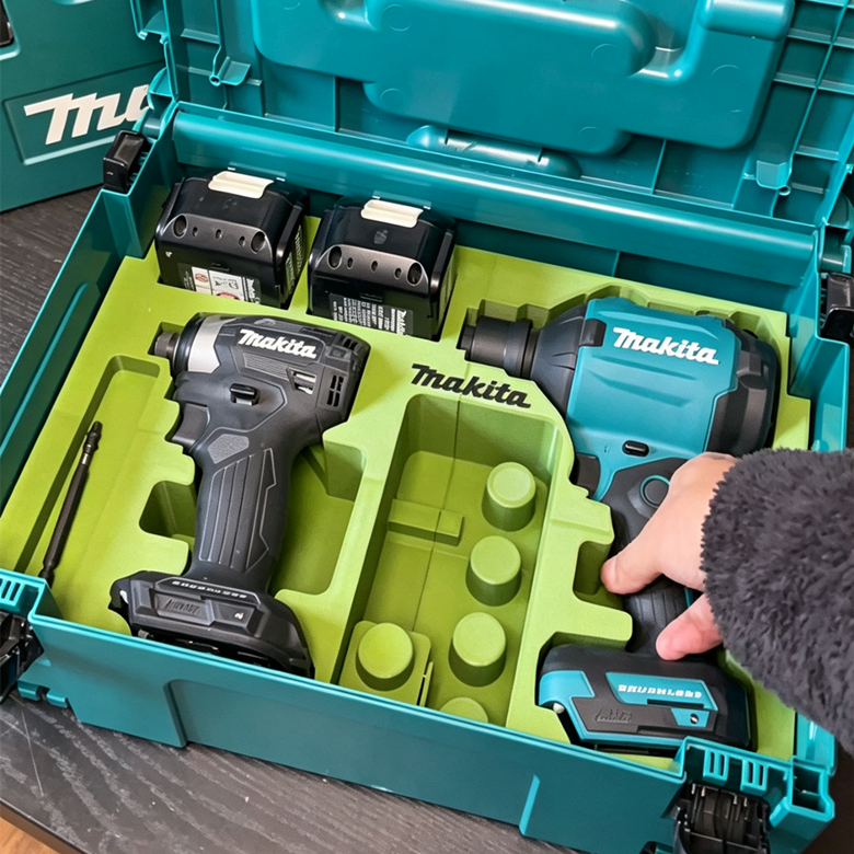 3D Printed Insert for Makita MAKPAC Type 2 — DTD173 Impact Driver & DAS180 Blower Dual Tool Organizer, Battery & Nozzle Storage, PETG