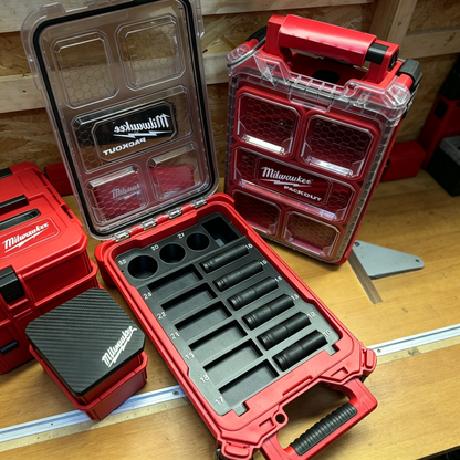 3D Printed Socket Organizer for Milwaukee Packout 8435 — Modular Interchangeable Trays, 1/2" Drive, PETG
