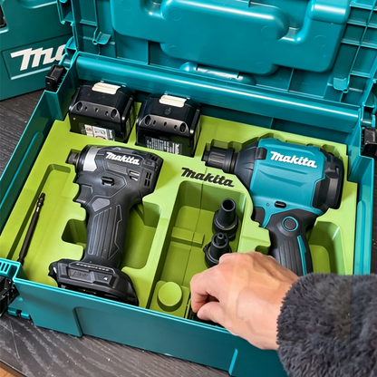 3D Printed Insert for Makita MAKPAC Type 2 — DTD173 Impact Driver & DAS180 Blower Dual Tool Organizer, Battery & Nozzle Storage, PETG