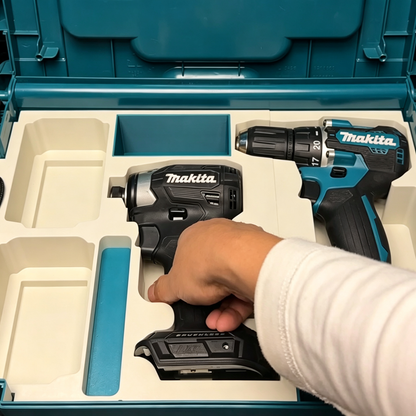 3D Printed Double-Layer Insert for Makita MAKPAC Type 3 — DTM52 Multi-Tool + DTD173 Driver + DDF487 Drill 3-Tool Kit Organizer, Charger & 2 Batteries, PETG