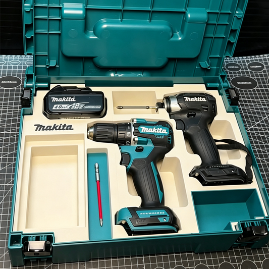 3D Printed Insert for Makita MAKPAC Type 1 — DTD173 Impact Driver & DDF487 Drill Dual Tool Organizer, Battery & Removable Parts Box, PETG