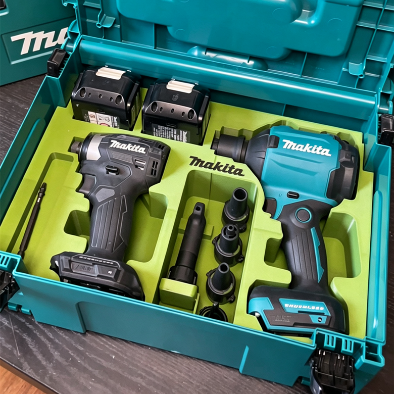 3D Printed Insert for Makita MAKPAC Type 2 — DTD173 Impact Driver & DAS180 Blower Dual Tool Organizer, Battery & Nozzle Storage, PETG