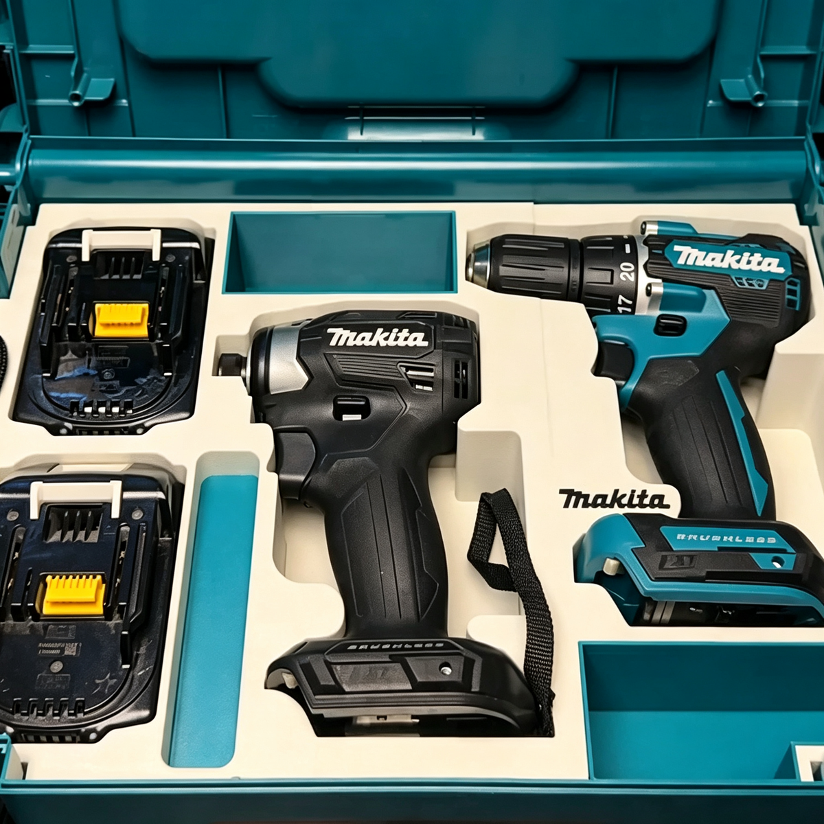 3D Printed Double-Layer Insert for Makita MAKPAC Type 3 — DTM52 Multi-Tool + DTD173 Driver + DDF487 Drill 3-Tool Kit Organizer, Charger & 2 Batteries, PETG