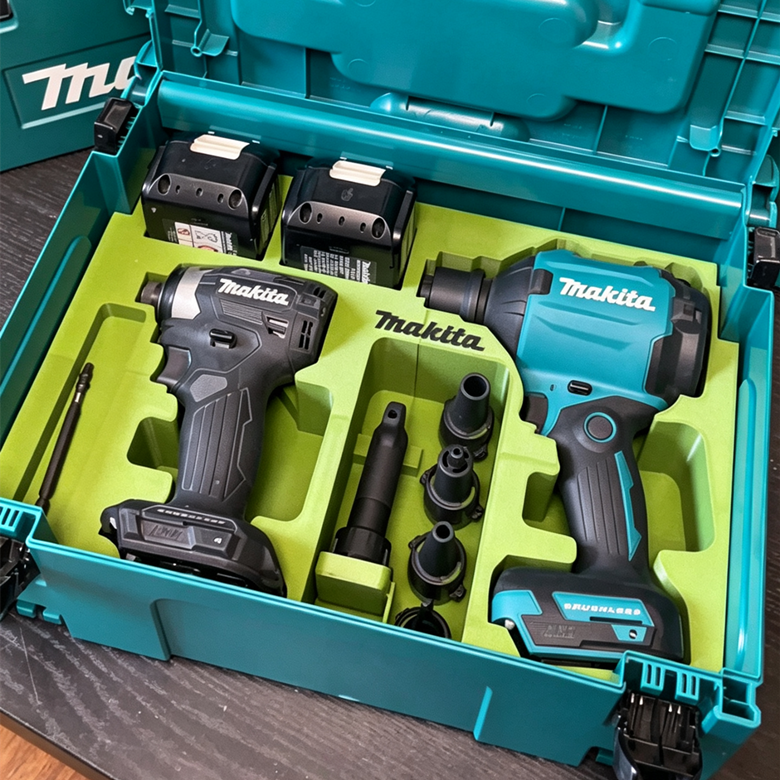 3D Printed Insert for Makita MAKPAC Type 2 — DTD173 Impact Driver & DAS180 Blower Dual Tool Organizer, Battery & Nozzle Storage, PETG