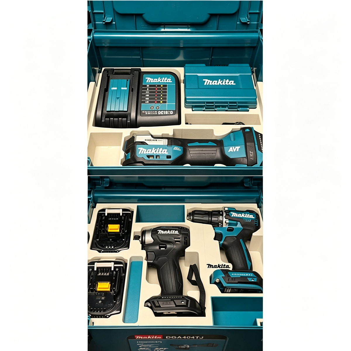 3D Printed Double-Layer Insert for Makita MAKPAC Type 3 — DTM52 Multi-Tool + DTD173 Driver + DDF487 Drill 3-Tool Kit Organizer, Charger & 2 Batteries, PETG