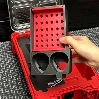 3D Printed Insert for Milwaukee Packout 8435 Toolbox — M12 FDGS Die Grinder Organizer with Magnetic Bit Case, PETG