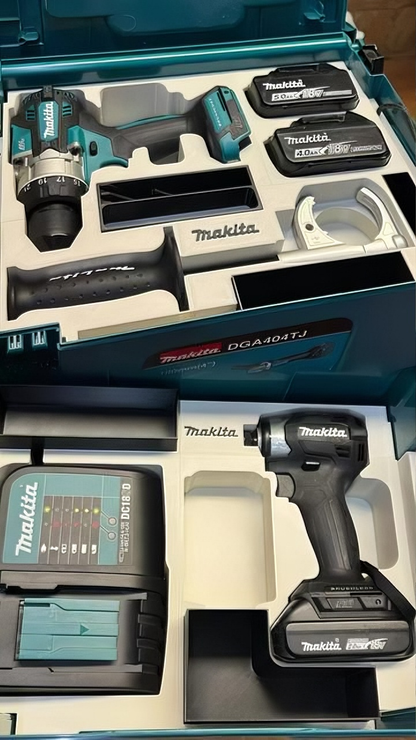 3D Printed Double-Layer Insert for Makita MAKPAC Type 3 — DTD173 Impact Driver & DHP486 Hammer Drill Dual Tool Organizer, Battery & Charger, PETG