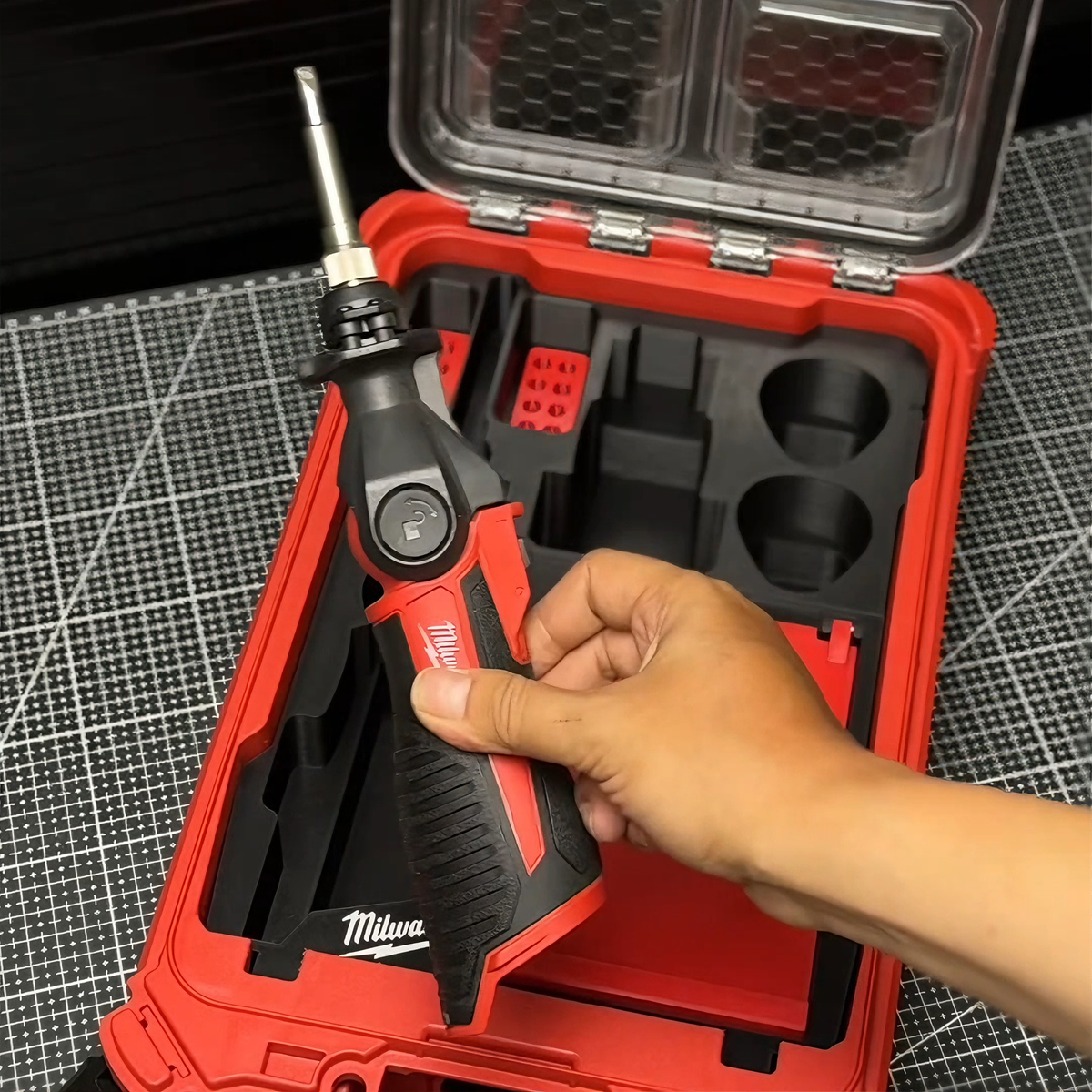 3D Printed Insert for Milwaukee Packout 8435 — M12 2488 Soldering Iron Organizer, Flip-Tip Storage & Battery Slot, PETG