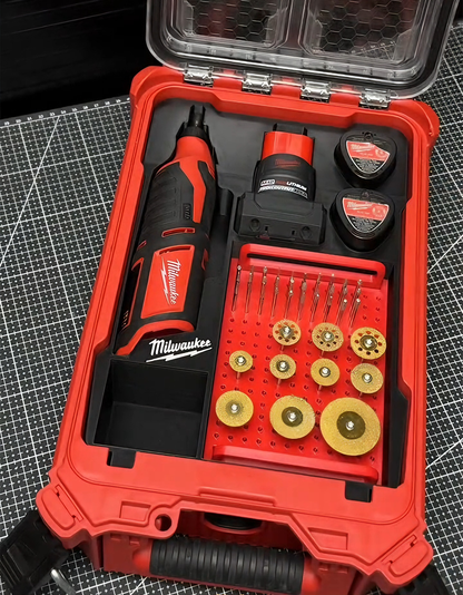 3D Printed Insert for Milwaukee Packout 8435 — M12 C12RT Die Grinder Organizer, Battery & Accessory Storage, PETG