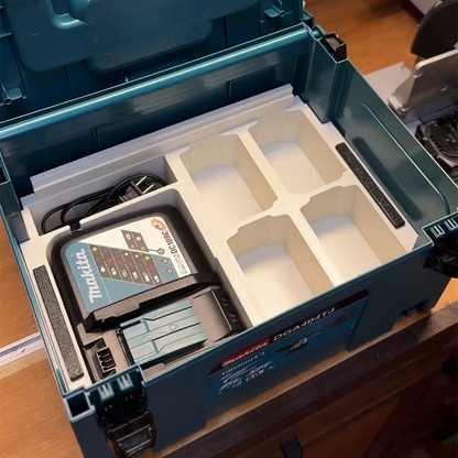 3D Printed Insert for Makita MAKPAC Type 3 — 8x 18V Battery & Charger Organizer with Sliding Tray, PETG
