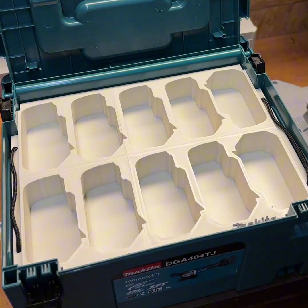 3D Printed Double-Layer Insert for Makita MAKPAC Type 3 — Dual Charger & 10x 18V Battery Storage Organizer, PETG