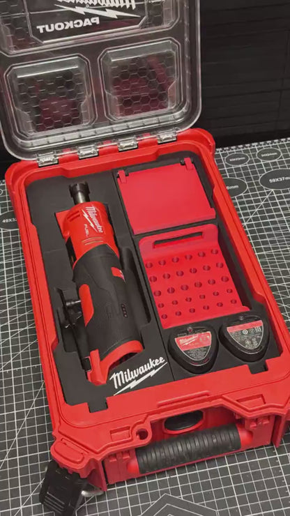 3D Printed Insert for Milwaukee Packout 8435 Toolbox — M12 FDGS Die Grinder Organizer with Magnetic Bit Case, PETG