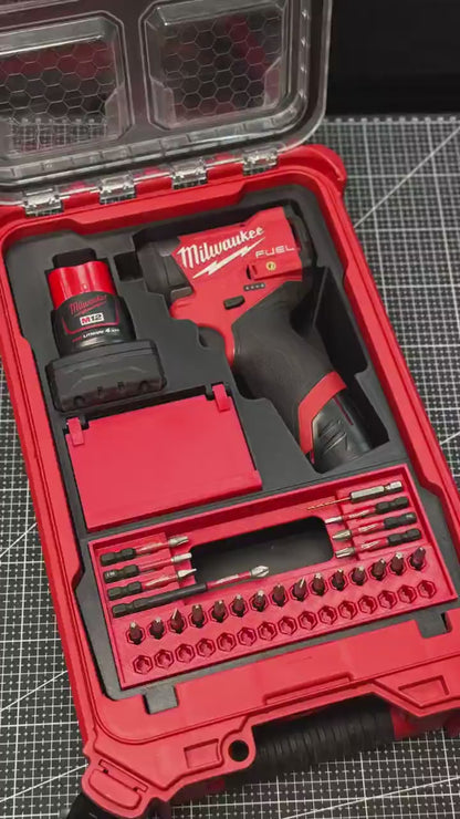 3D Printed Insert for Milwaukee Packout 8435 — M12 3453（FID2） Impact Driver Organizer, Battery & Charger Storage, PETG