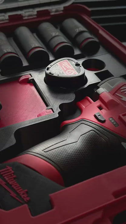3D Printed Insert for Milwaukee Packout 8435 — M12 2555（FIW2F12） Impact Wrench Organizer, Socket & Battery Storage, PETG