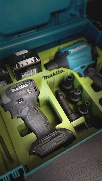 3D Printed Insert for Makita MAKPAC Type 2 — DTD173 Impact Driver & DAS180 Blower Dual Tool Organizer, Battery & Nozzle Storage, PETG