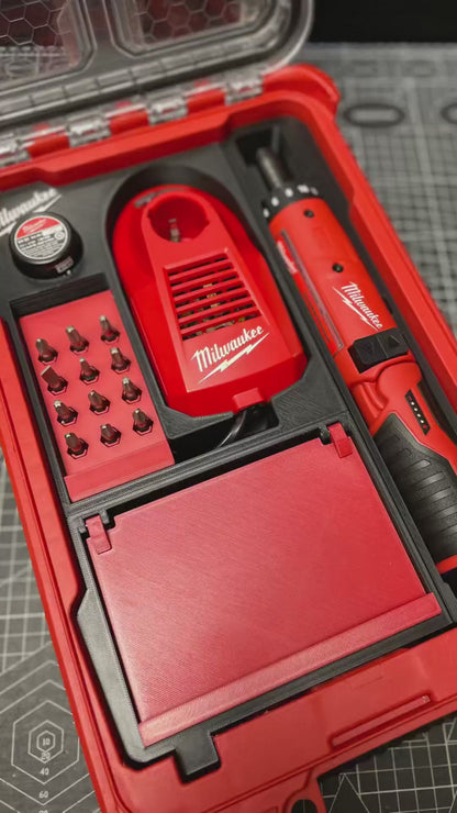 3D Printed Insert for Milwaukee Packout 8435 — M4D-202C Screwdriver Organizer, Charger, 12-Bit Holder & Magnetic Drawer, PETG