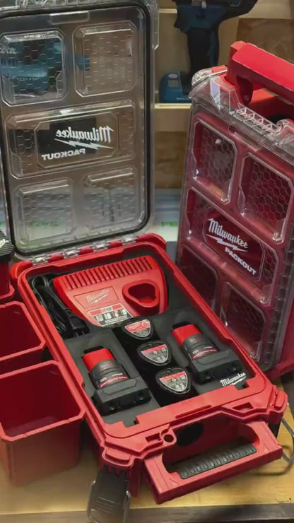 3D Printed Insert for Milwaukee Packout 8435 — M12 Charger & 5 Battery Storage Organizer, PETG