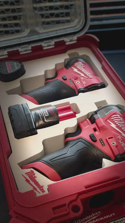 3D Printed Insert for Milwaukee Packout 8435 — M12 3453 Impact Driver & 2563 Impact Wrench Dual Tool Organizer, 2 Battery Slots, White PETG