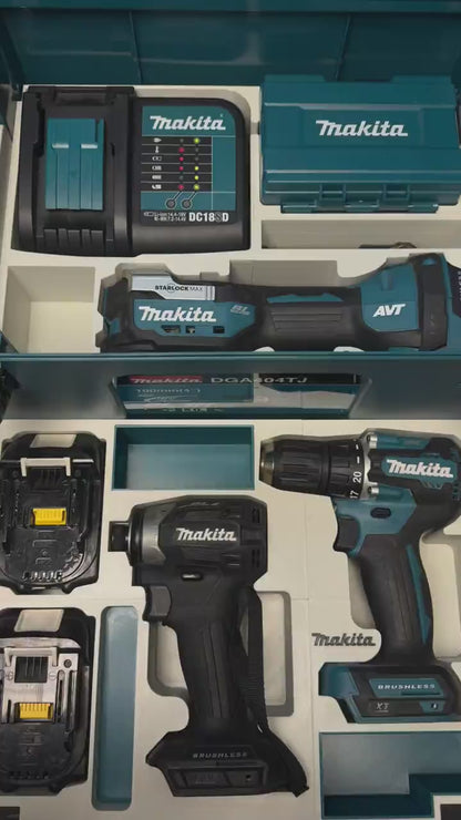 3D Printed Double-Layer Insert for Makita MAKPAC Type 3 — DTM52 Multi-Tool + DTD173 Driver + DDF487 Drill 3-Tool Kit Organizer, Charger & 2 Batteries, PETG