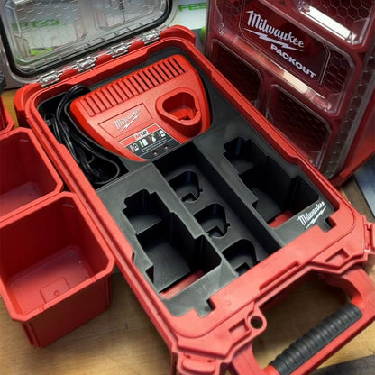3D Printed Insert for Milwaukee Packout 8435 — M12 Charger & 5 Battery Storage Organizer, PETG