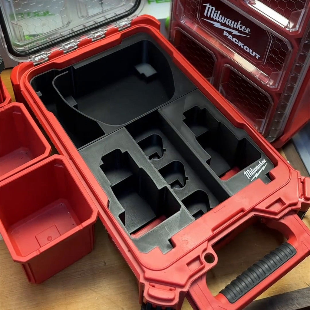 3D Printed Insert for Milwaukee Packout 8435 — M12 Charger & 5 Battery Storage Organizer, PETG