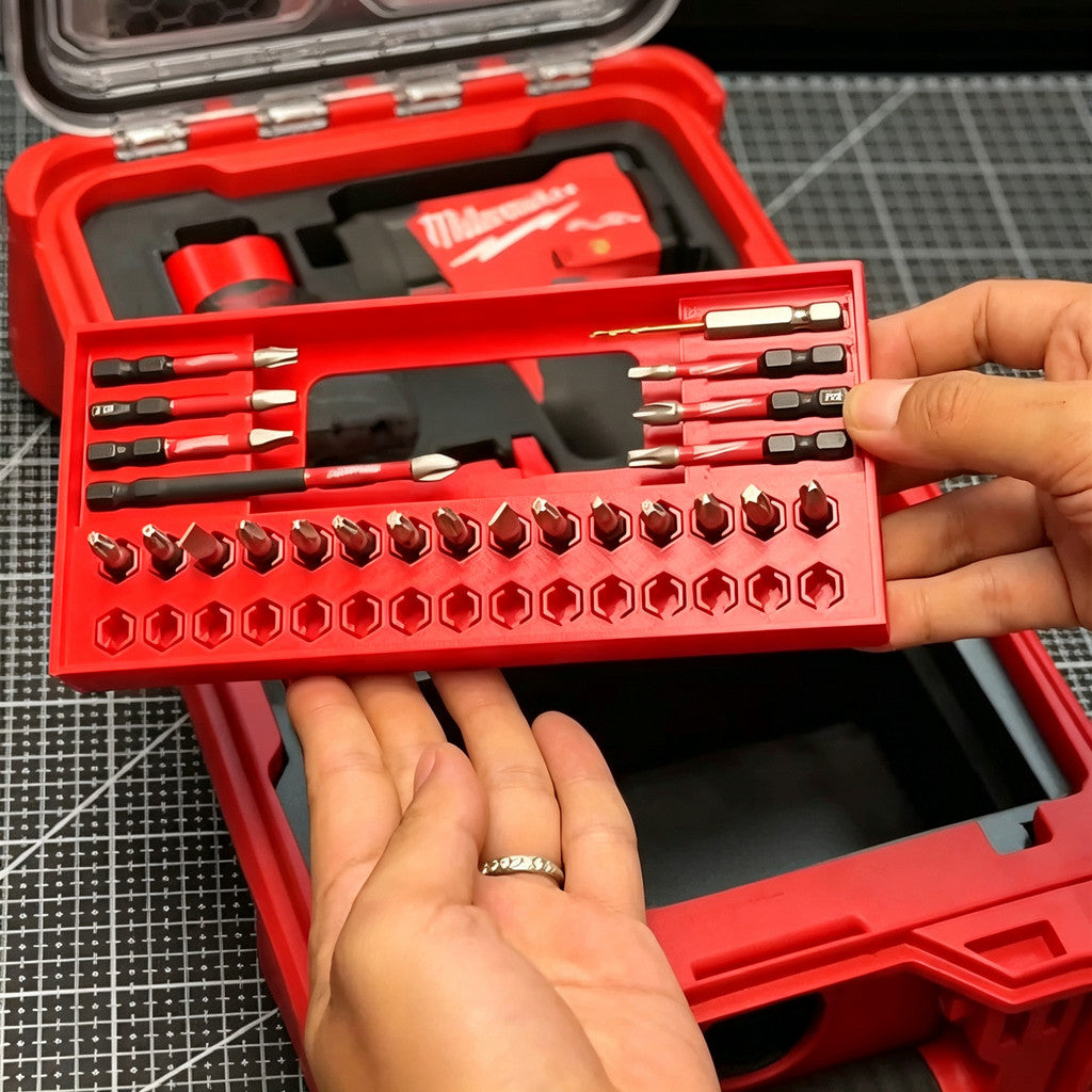 3D Printed Insert for Milwaukee Packout 8435 — M12 3453（FID2） Impact Driver Organizer, Battery & Charger Storage, PETG