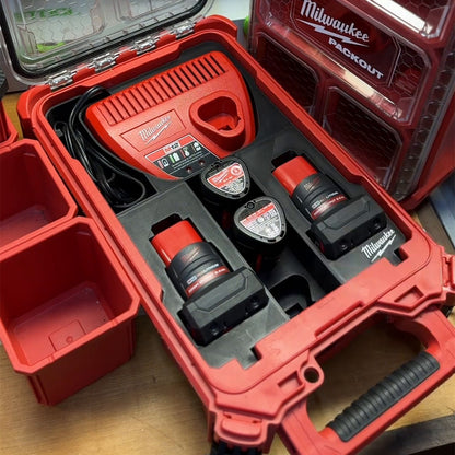 3D Printed Insert for Milwaukee Packout 8435 — M12 Charger & 5 Battery Storage Organizer, PETG