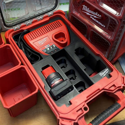 3D Printed Insert for Milwaukee Packout 8435 — M12 Charger & 5 Battery Storage Organizer, PETG