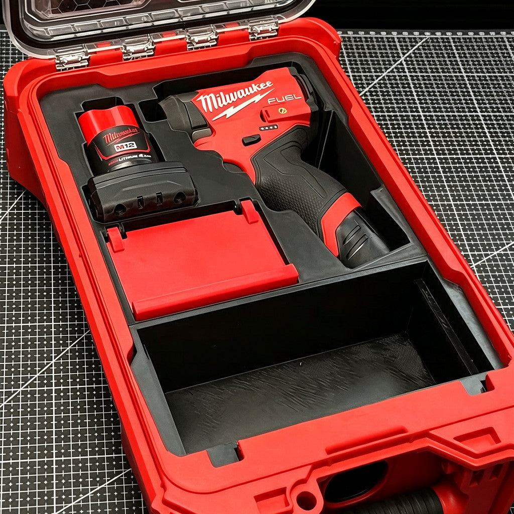 3D Printed Insert for Milwaukee Packout 8435 — M12 3453（FID2） Impact Driver Organizer, Battery & Charger Storage, PETG