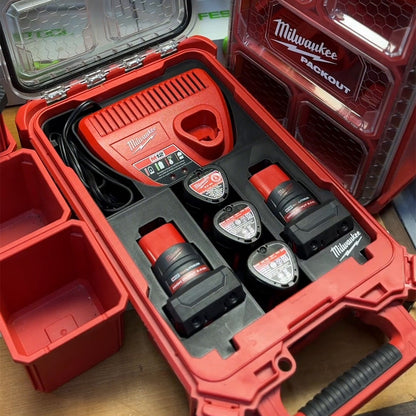 3D Printed Insert for Milwaukee Packout 8435 — M12 Charger & 5 Battery Storage Organizer, PETG