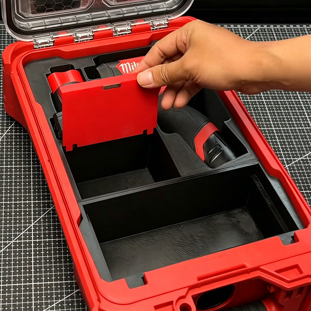 3D Printed Insert for Milwaukee Packout 8435 — M12 3453（FID2） Impact Driver Organizer, Battery & Charger Storage, PETG